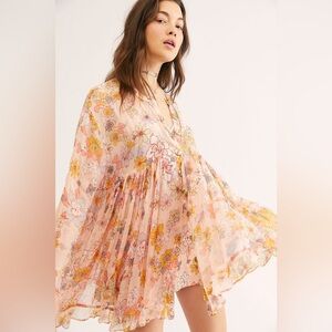 Free People‎ Floral Everything and More Flowy Tunic Dress | Blush Pink | Small